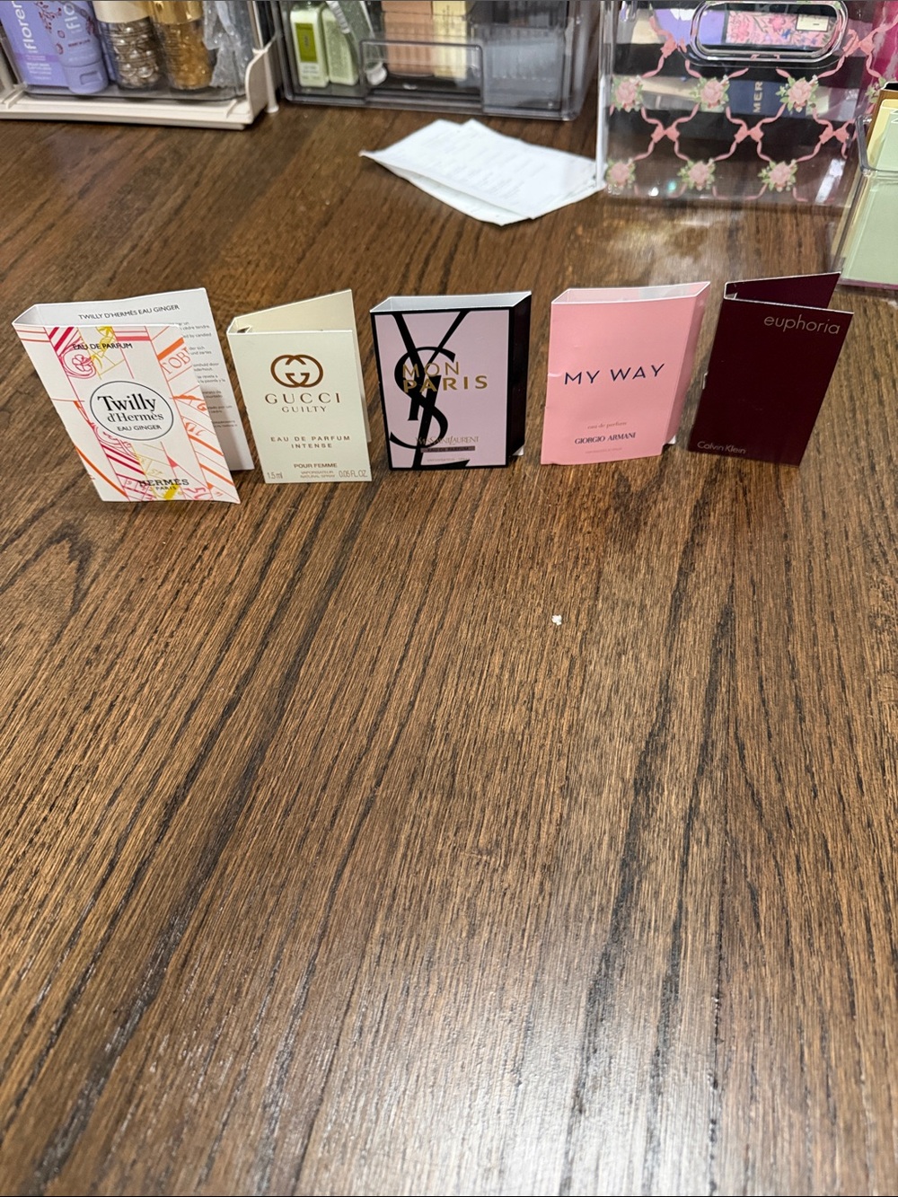 Set of 5 designer samples- Hermes, Calvin Klein, Gucci, YSL, Giorgio Armani